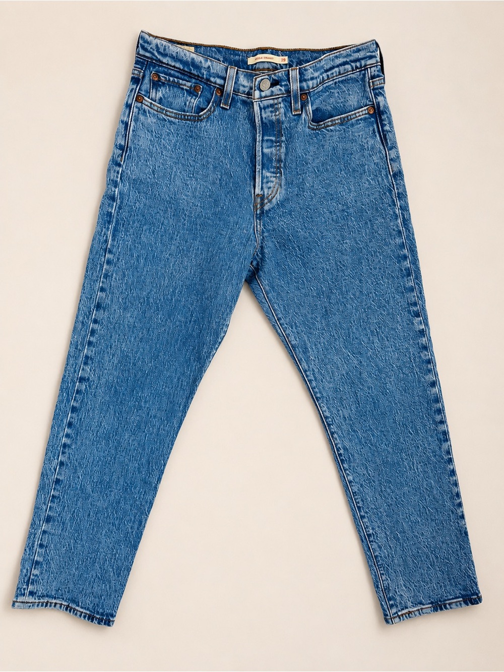 Levi’s Premium Wedgie Straight Jeans 29 High Rise Button Fly Cropped Denim - Picture 2 of 13